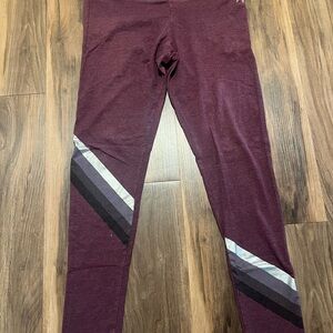 Victoria's Secret Maroon Leggings with Diagonal Stripe Accents